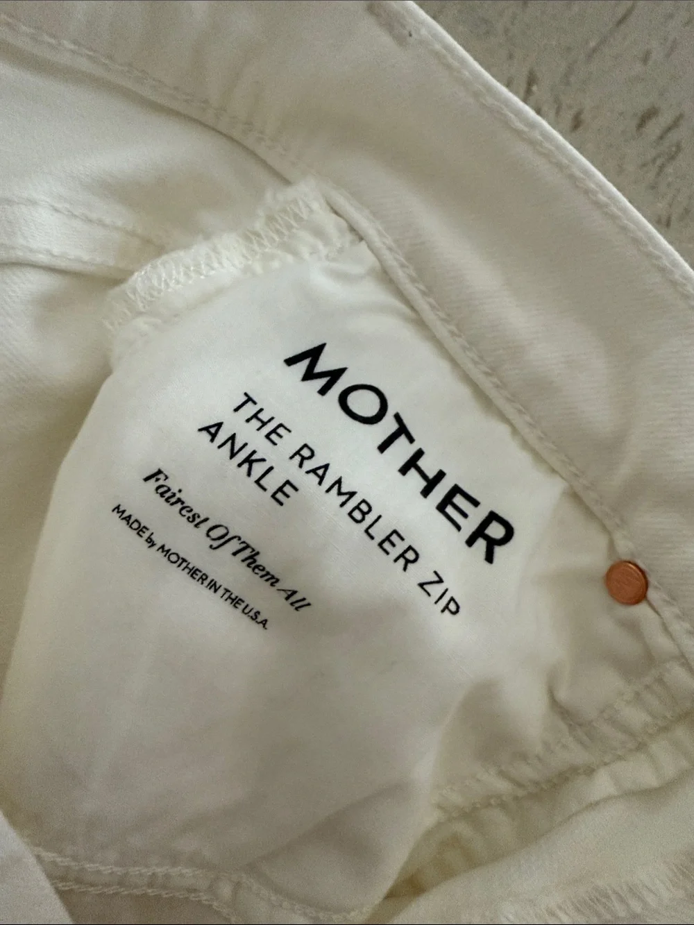 MOTHER the rambler zip ankle ecru size 25